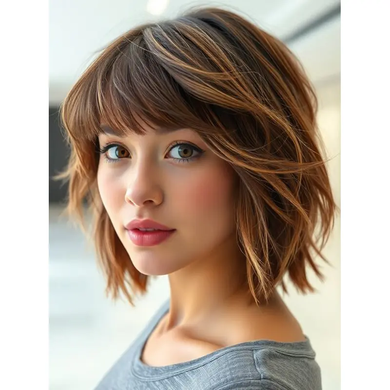 Medium Length Lace Front Wig Ombre/2 Tone Bobs 12" Straight Wigs