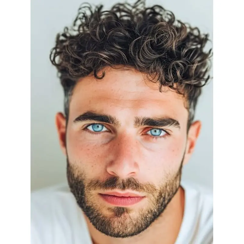 Men Wigs 4" Cropped Curly Lace Front Boycuts Wigs