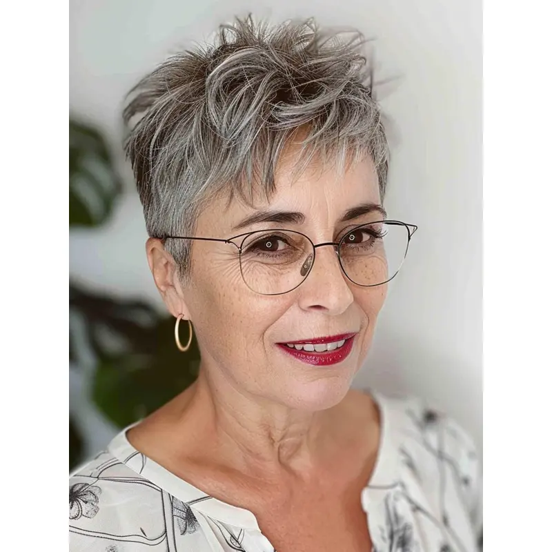 Grey Wigs Short Monofilament Boycuts Remy Human Hair Straight 6" Wigs