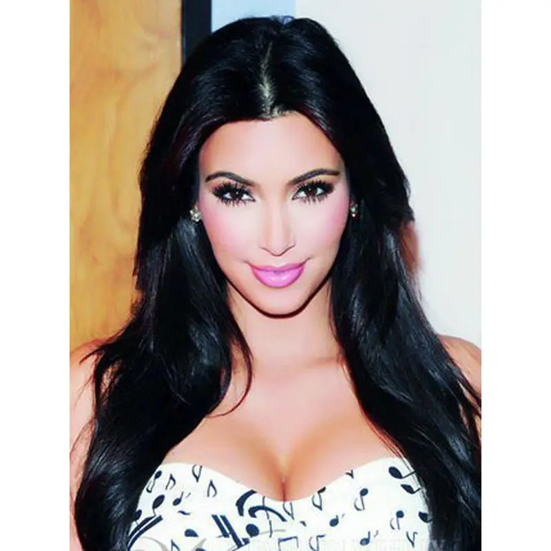 Kim Kardashian Oriental Long Black Straight Lace Wig 20 Inches 100% Human Hair