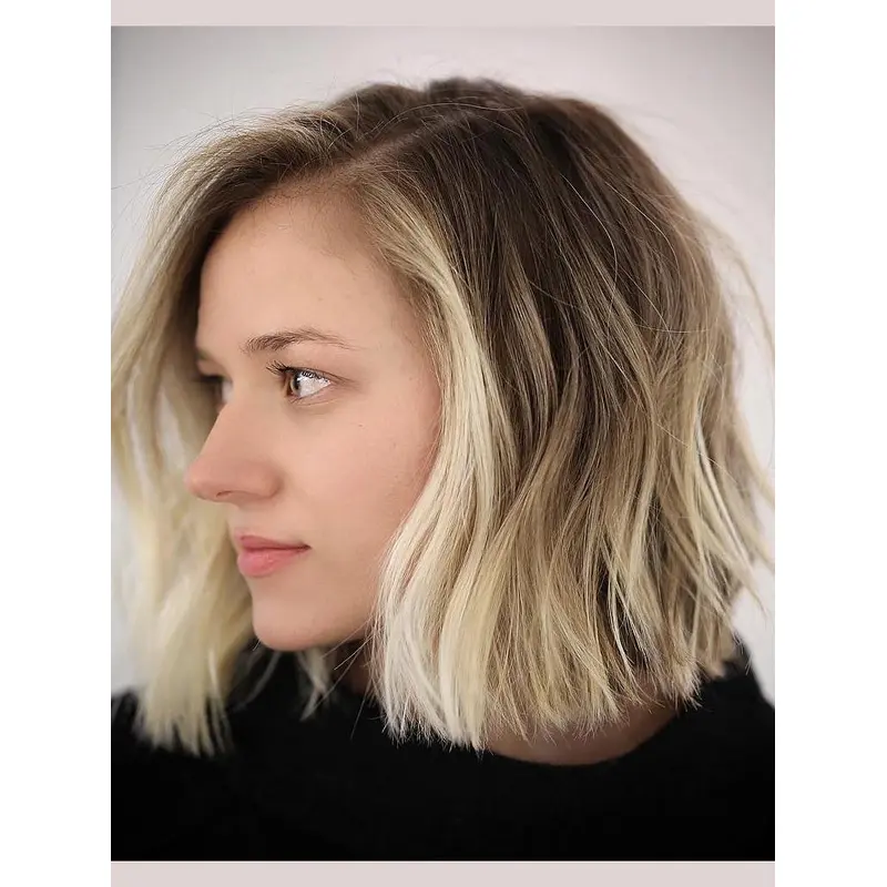 Bob Lace Wig Human Hair Chin Length Straight 10" Ombre/2 Tone Wigs
