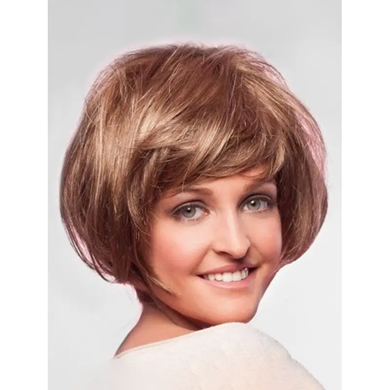 Chin Length 10" Monofilament Blonde Straight Short Bob Hairstyles