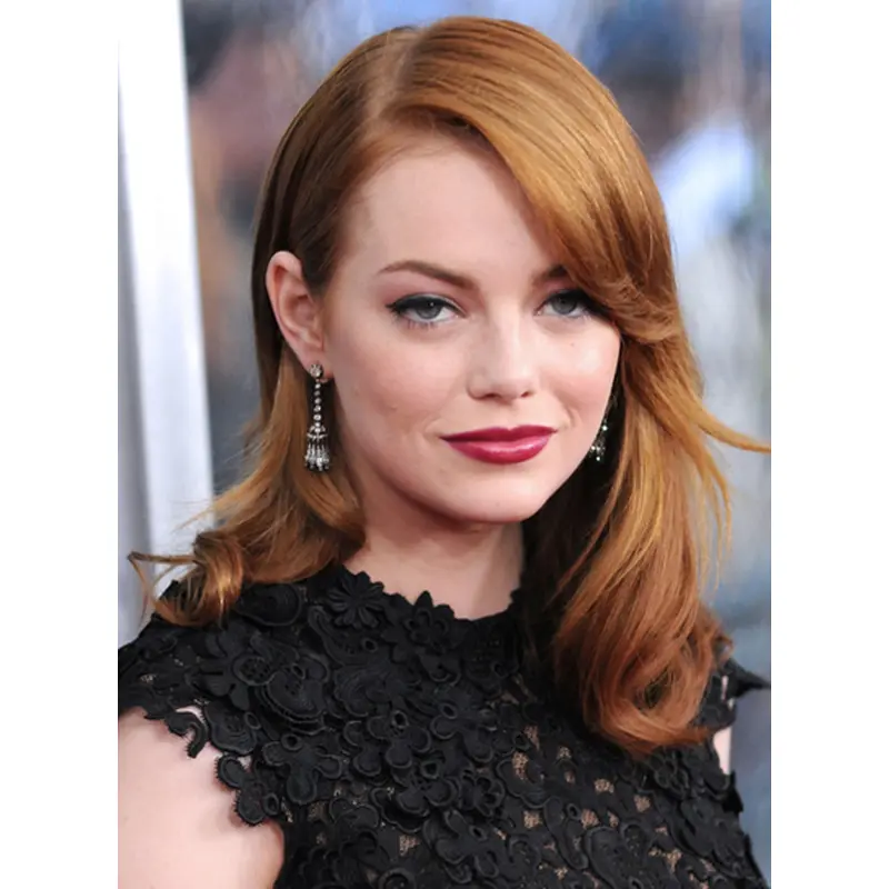 Exquisite Auburn Wavy Shoulder Length Celebrity Wigs