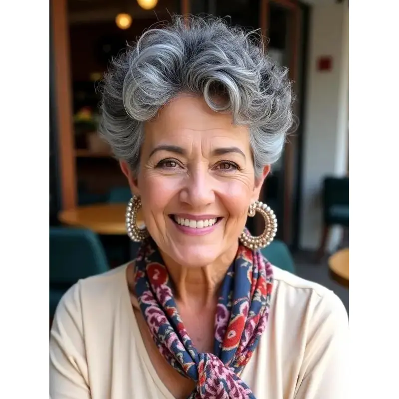 Grey Hair Wigs Boycuts Short Lace Front 6" Wavy Synthetic Wigs