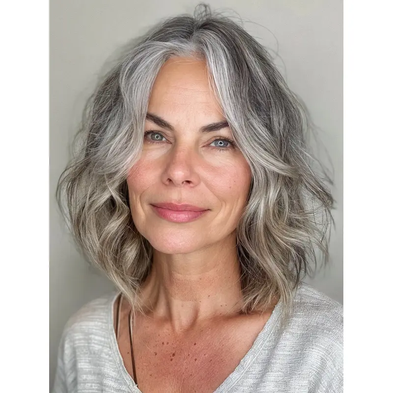 Grey Hair Wigs For Sale Monofilament Wavy Remy Human Hair Bobs Wigs