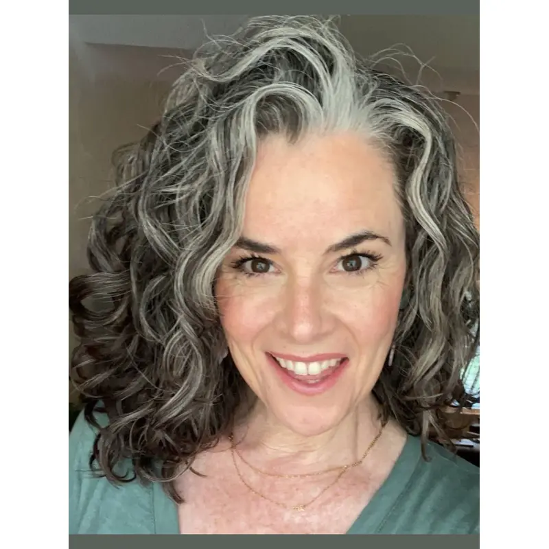 Grey Wig Long Curly Without Bangs 16" Monofilament Wigs