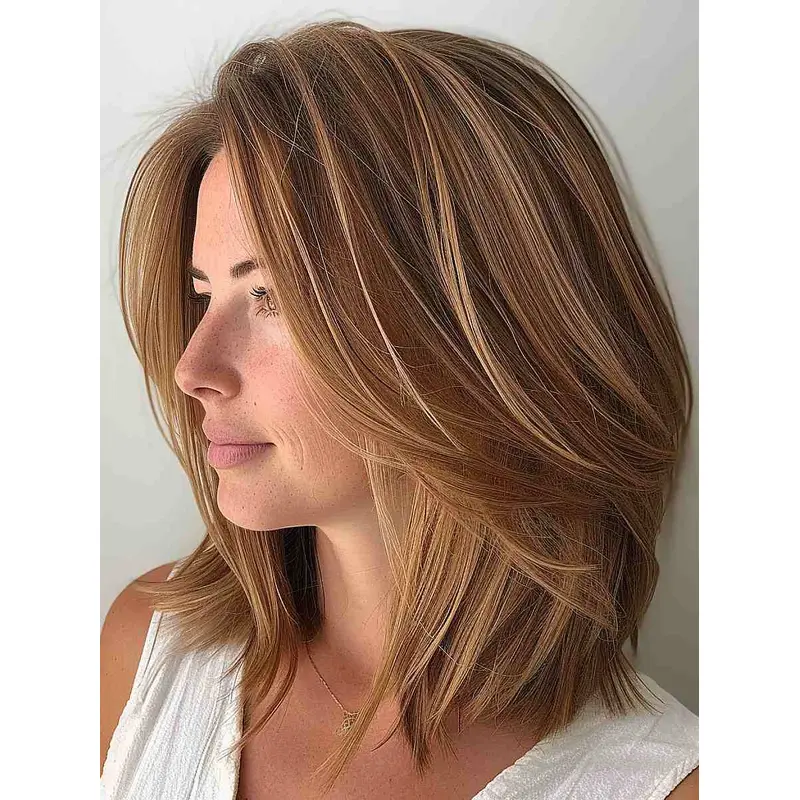 Real Hair Wigs Medium Straight 12" Layered Monofilament Wigs