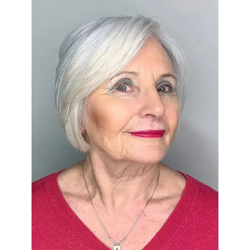 Short Grey Lace Front Wigs Synthetic Straight Bobs Wigs