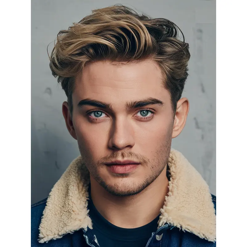 Short Mens Wig Layered Monofilament 4" Wavy Wigs