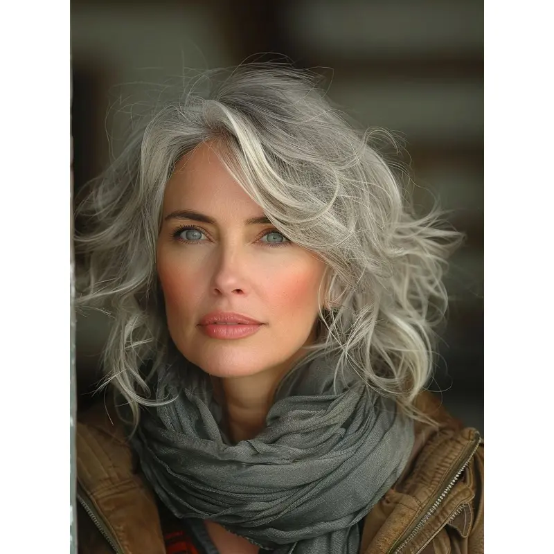 Wigs With Grey Hair Shoulder Length 12" Straight Bobs Monofilament Wigs