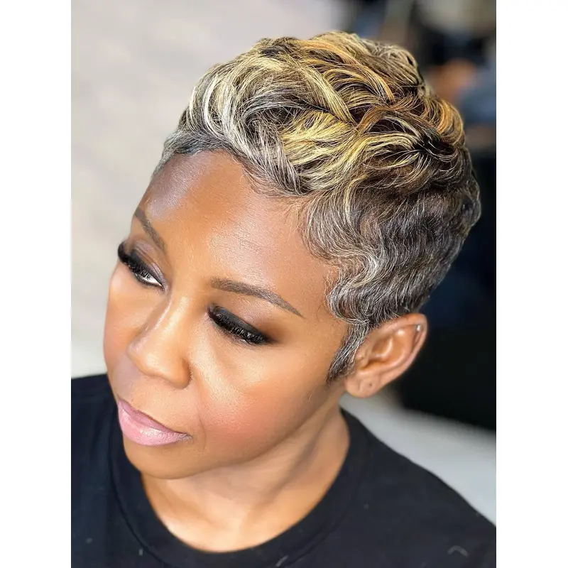 Lace Front African American Wigs Ombre/2 Tone Wavy 4" Wigs