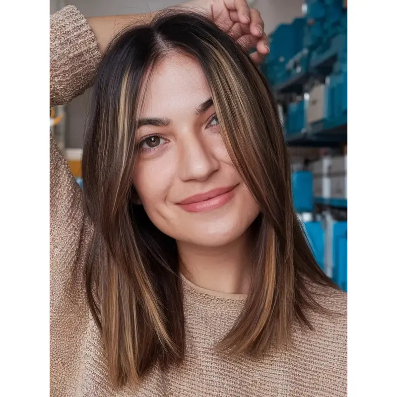 Lace Wig Bob Straight Shoulder Length 14" Layered Wigs