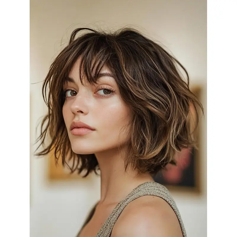 Bob Wig Lace Front Wavy Shoulder Length Ombre/2 Tone Remy Human Hair 12" Wigs
