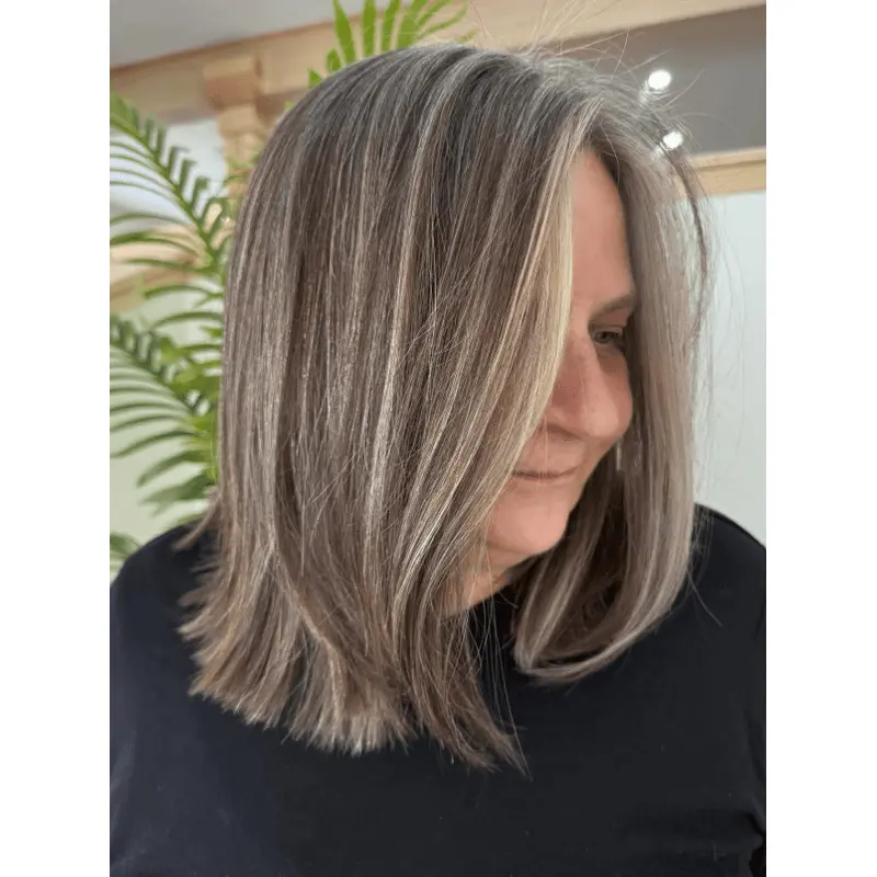 Grey Hair Wigs Lace Front 14" Straight Synthetic Wigs