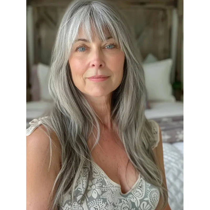Grey Lace Front Wigs 18" Long Wavy Wigs
