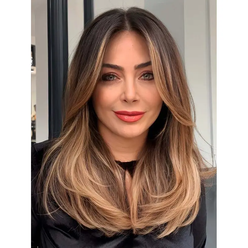 Real Hair Wigs Long 18" Monofilament Layered Wigs