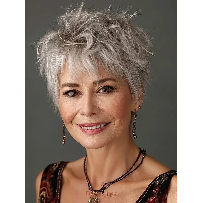 Short Grey Wigs 4" Straight Monofilament Wigs