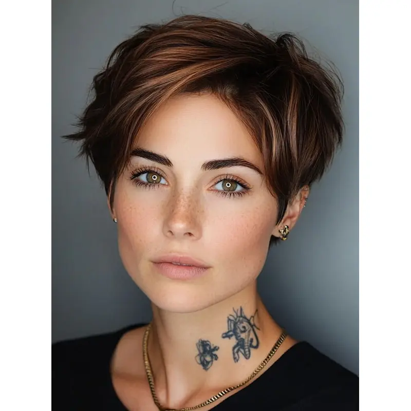 Real Hair Short Wigs Ombre/2 Tone Straight Lace Front 6" Boycuts Wigs