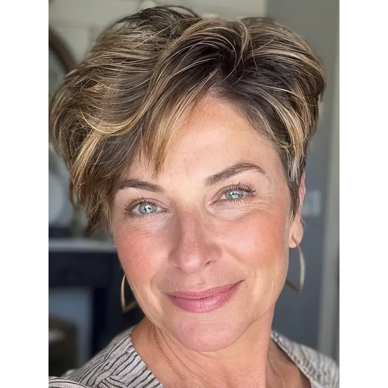 Short Human Hair Wigs With Bangs Lace Front 6" Wigs