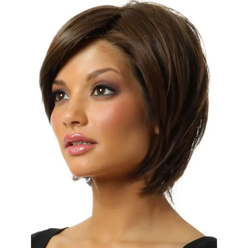 Stylish Brown Synthetic Chin Length Bob Wigs