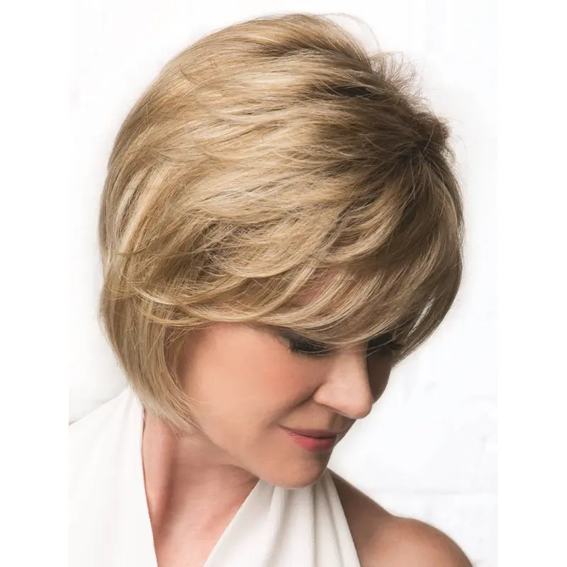 Wavy Bobs Blonde 10" Monofilament Cancer Wigs For Women