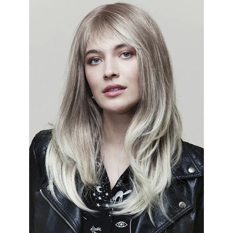16" Wavy Ombre/2 tone With Bangs Long Wigs