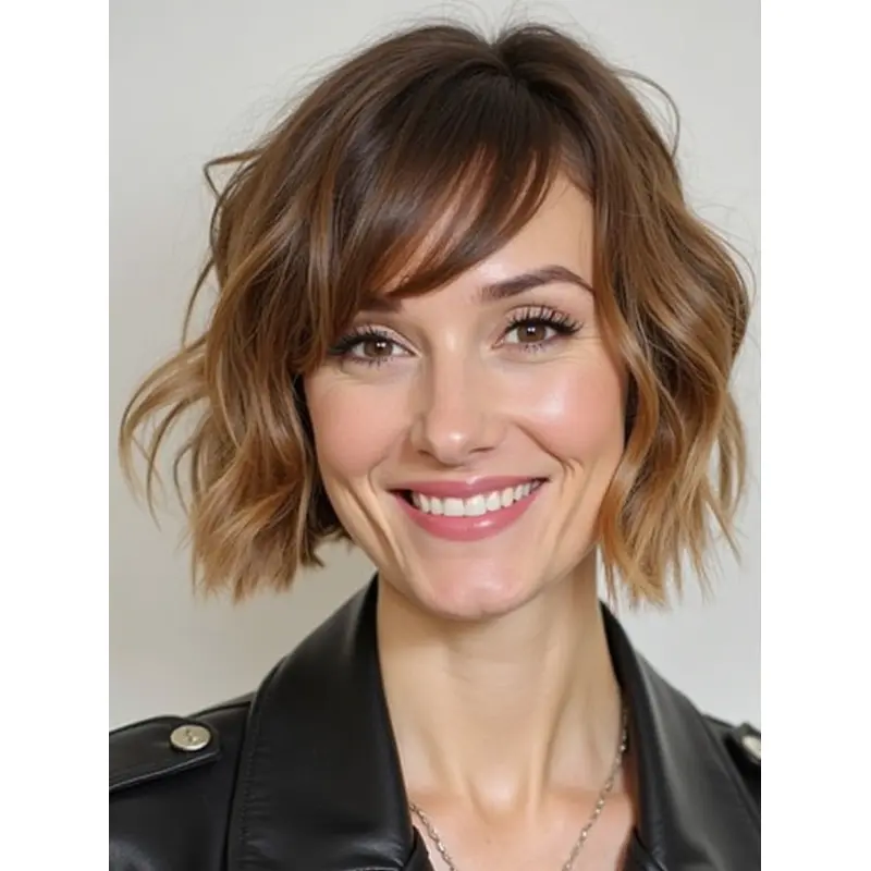 Bob Wig Lace Front Wavy Chin Length Ombre/2 Tone Remy Human Hair 10" Wigs