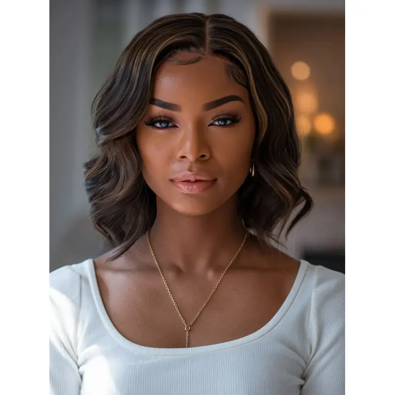 Bob Wigs African American 12" Wavy Ombre tone Wigs