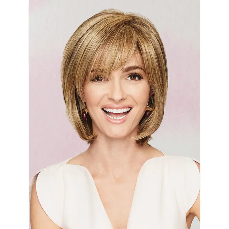 Chin Length Blonde With Bangs Synthetic Wig That Look Real