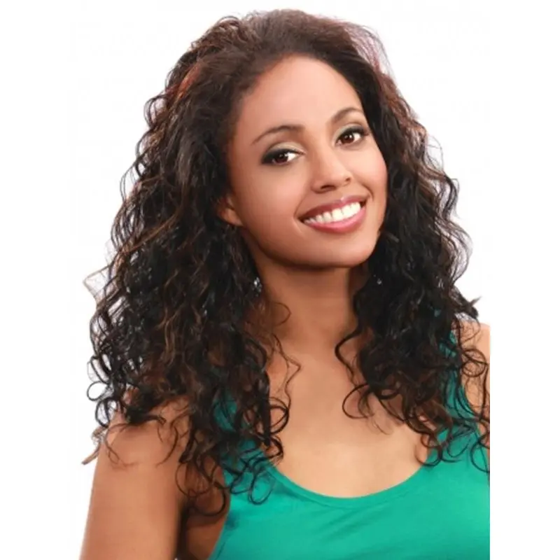 Elegant Brown Curly Long Human Hair Wigs & Half Wigs