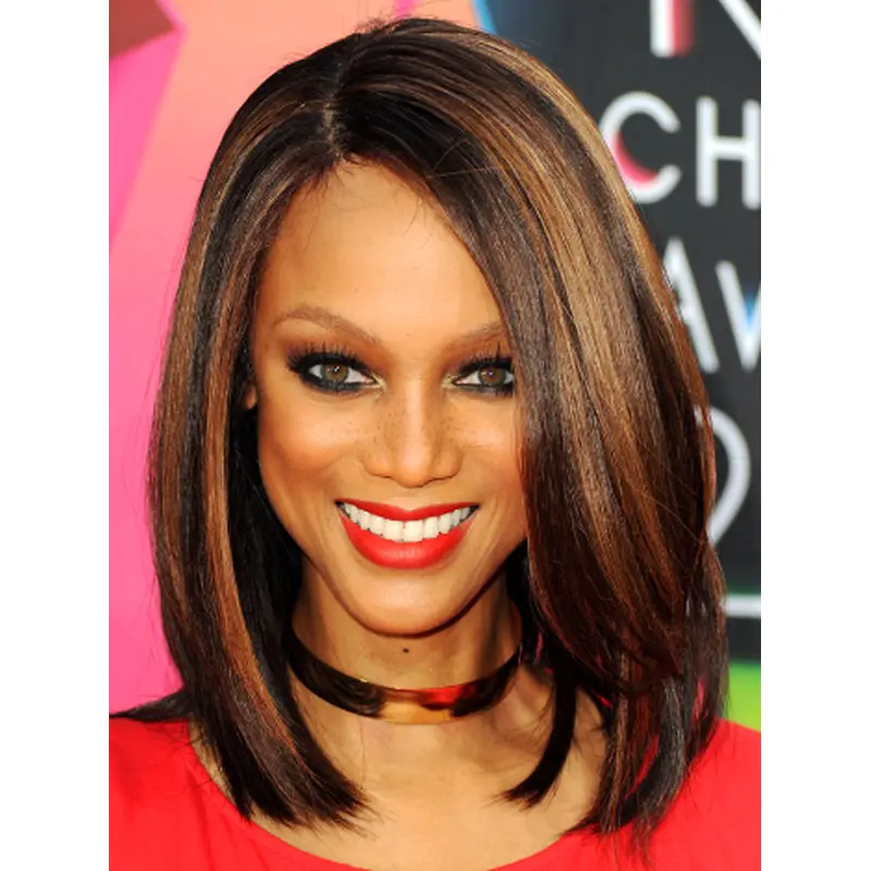 Tyra Banks Soft Shoulder-length Straight Lace Human Hair Wig 12 Inches