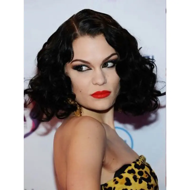 Flexibility Black Curly Chin Length Jessie J Wigs