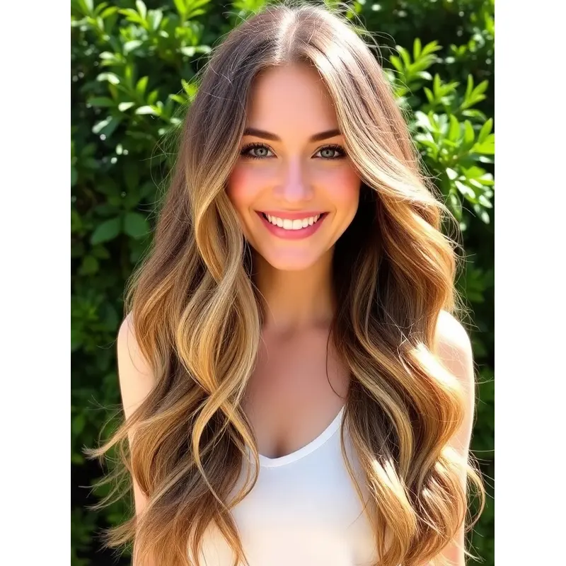 Long Hair Wigs Monofilament 22" Wavy Without Bangs Wigs