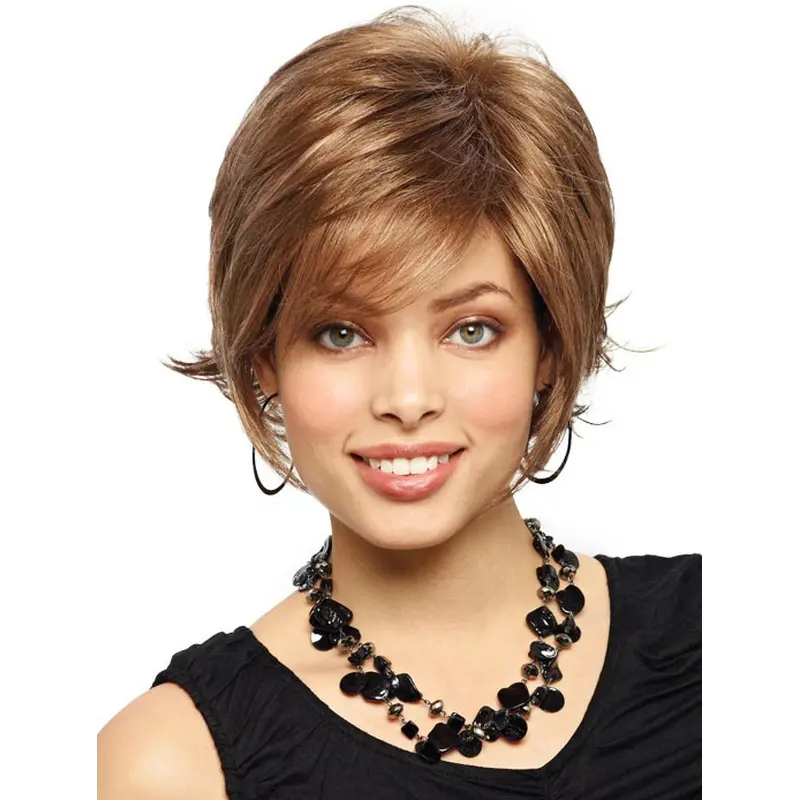 Pleasing Auburn Straight Chin Length Synthetic Wigs