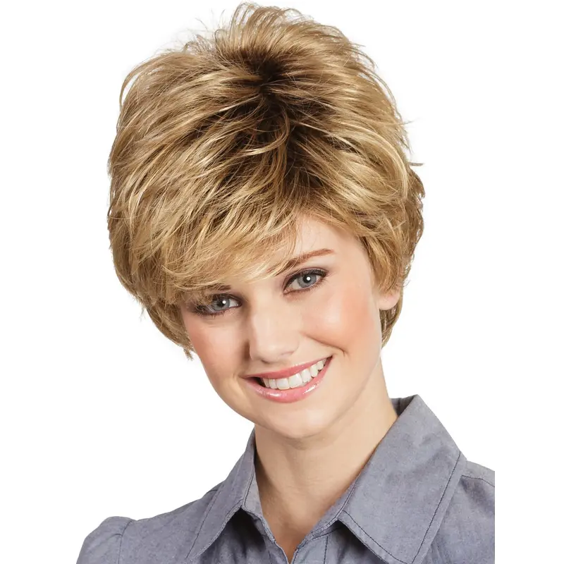 Short Wavy Capless Blonde Boycuts 8" Wigs For Women