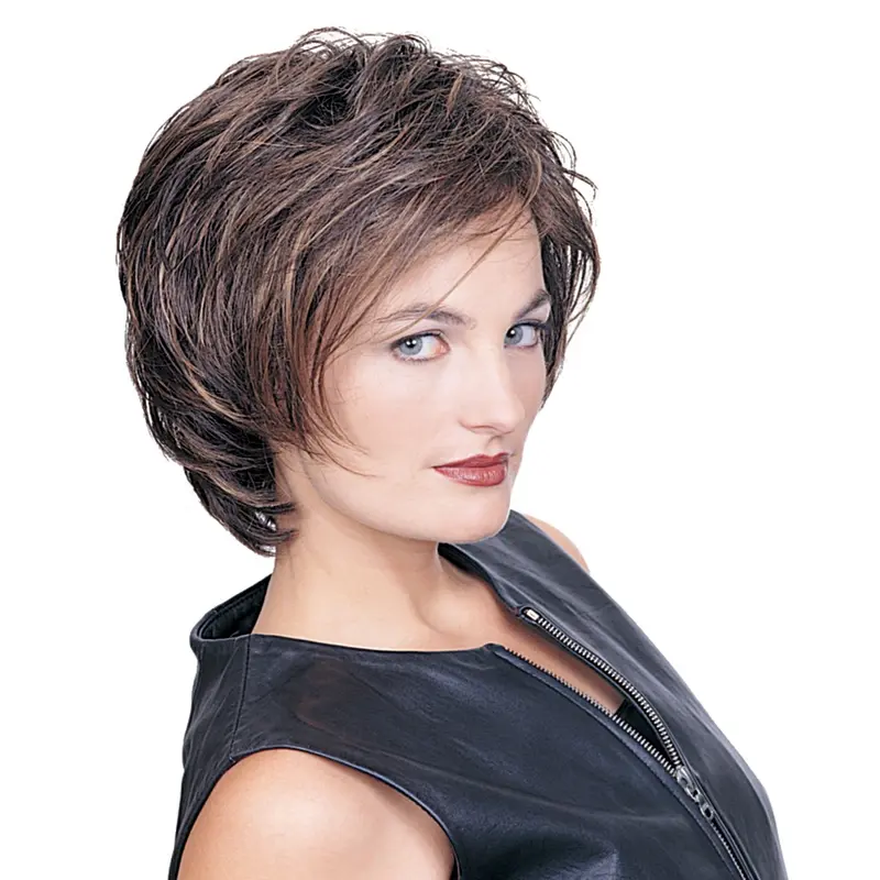 Brown Good Layered Wavy Short Wigs