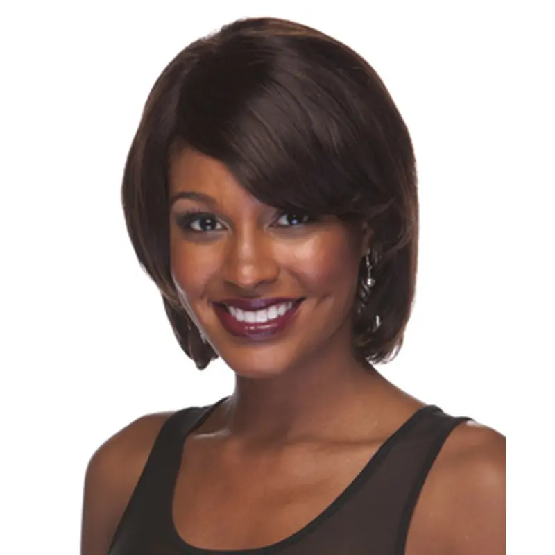 Trendy Brown Straight Chin Length African American Wigs
