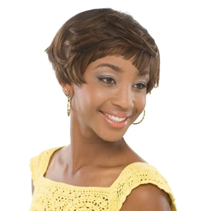 Gorgeous Brown Wavy Short African American Wigs