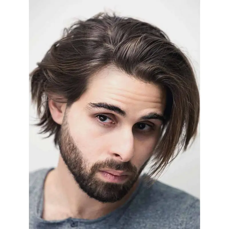 Lace Front Wigs For Men 6" Straight With Bangs Synthetic Wigs