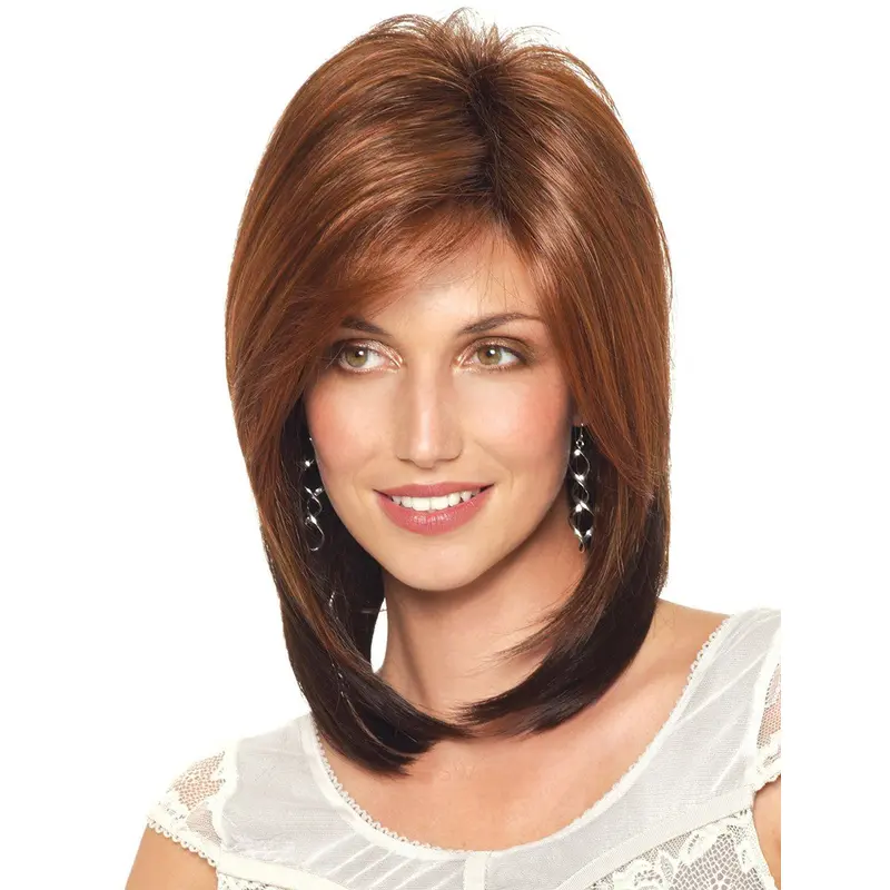 Popular Auburn Straight Shoulder Length Synthetic Wigs