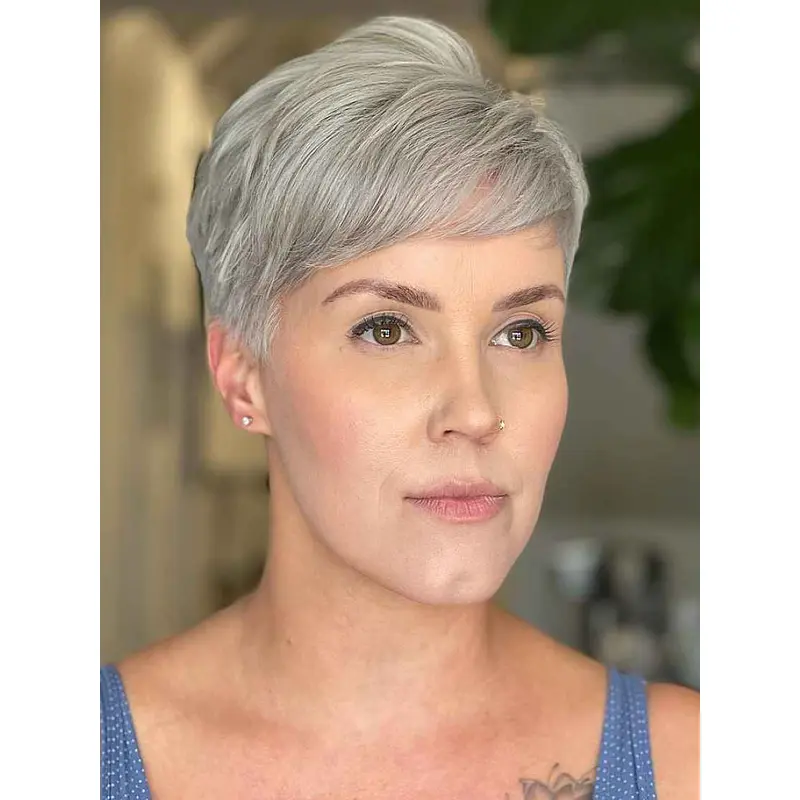 Short Grey Wigs Synthetic Straight Boycuts Wigs