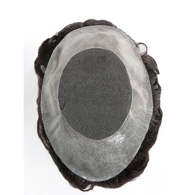 Swiss Lace With Poly Coated And Front Clear PU Back Man Toupees