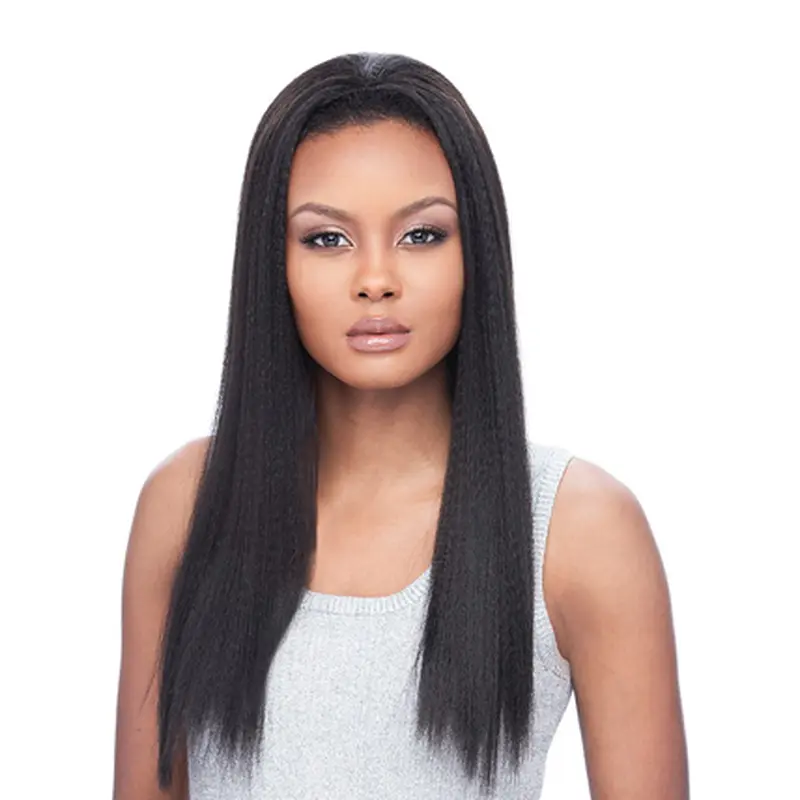 Yaki Without Bangs Black Straight Wigs