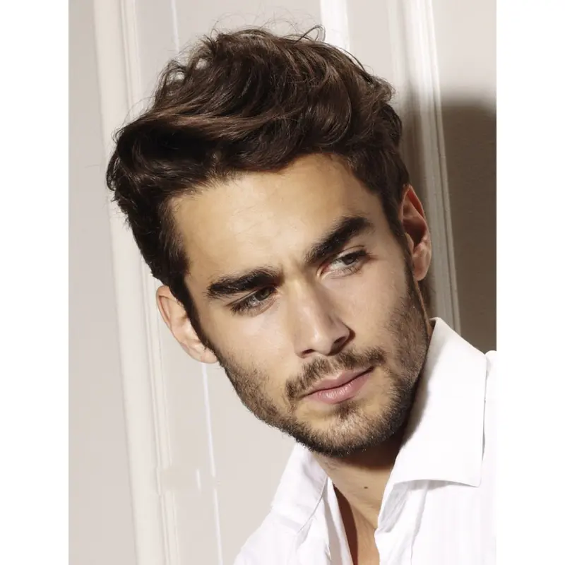 Brown Straight Remy Human Hair Perfect Men Wigs