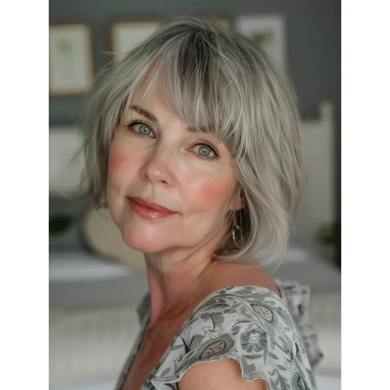 Grey Wig Lace Front 10" Chin Length Wavy Wigs