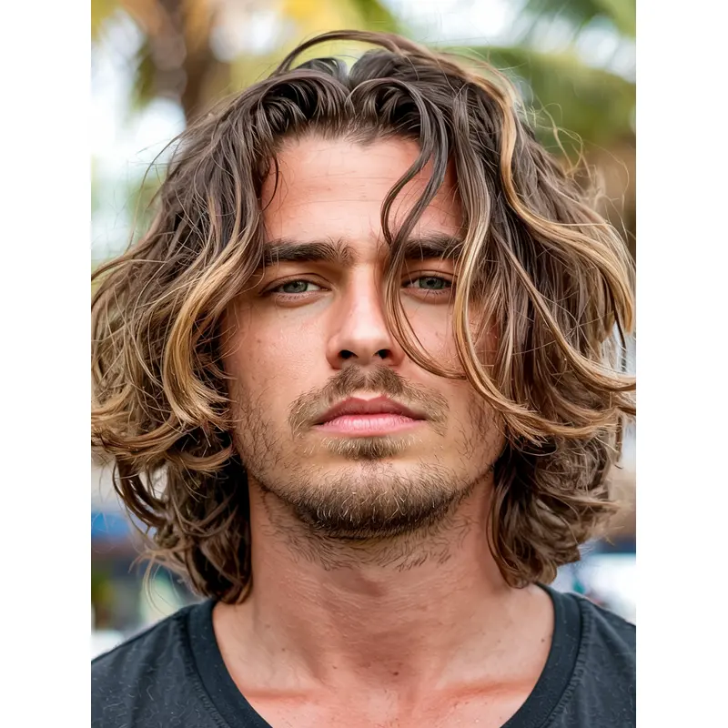 Mans Wig 12" Shoulder Length Synthetic Lace Front Ombre Tone Wigs