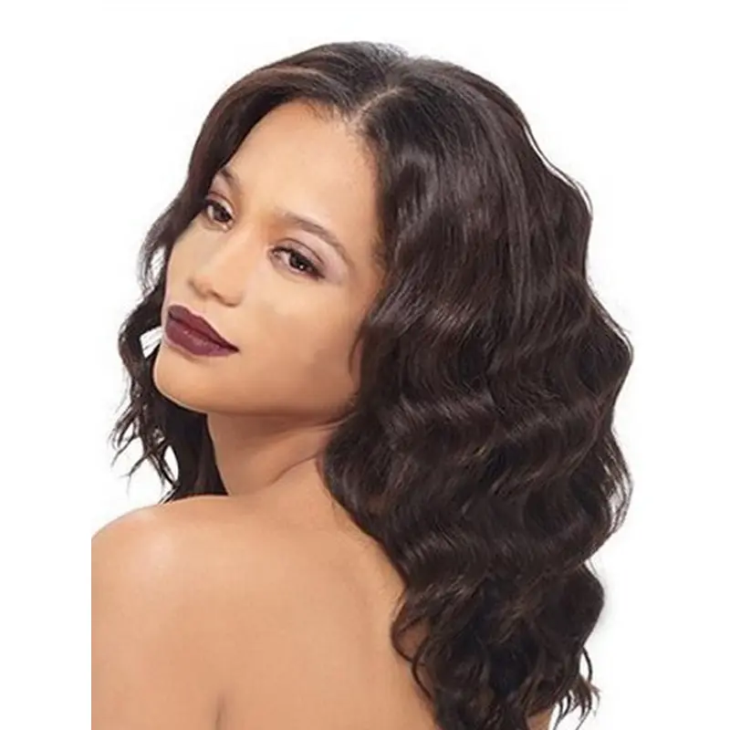Shining Auburn Wavy Indian Remy Hair Long Wigs