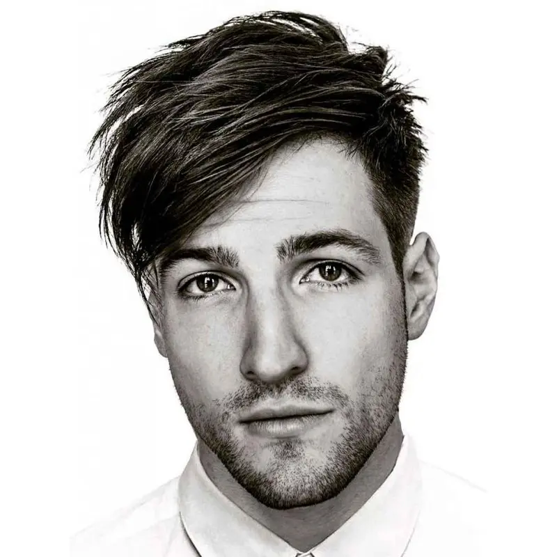 Short Hair Wigs Men With Bangs Remy Human Hair Monofilament Wigs