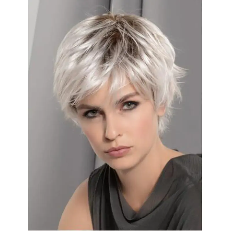 Synthetic Grey Wavy Monofilament Amazing Short Grey Wigs