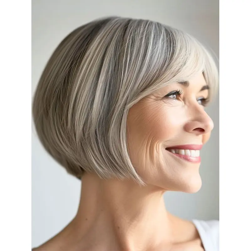 Short Grey Wigs 8" Monofilament Synthetic Wigs